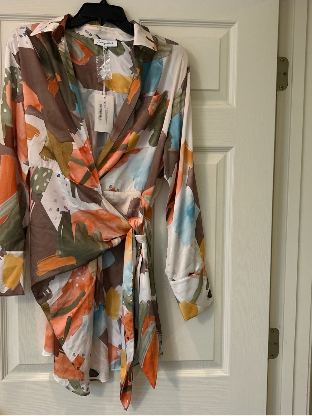 Emory Park Olive, Orange and Mustard Abstract Print dress